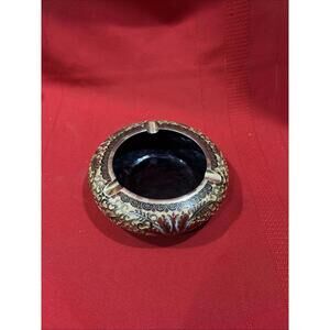 VTG Chinese Cloisonne Enamel Floral Ashtray